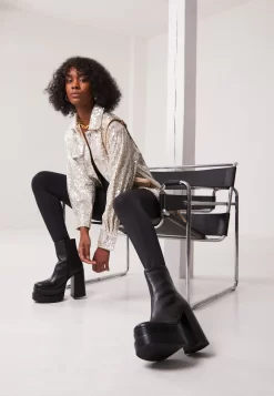 Steve Madden Enkellaarsjes Met Plateauzool - Black