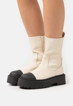 Steve Madden Genna - Enkellaarsjes Met Plateauzool - Bone/Black