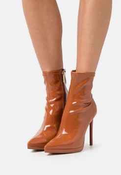 Steve Madden Kaylani - Enkellaarsjes Met Hoge Hak - Cognac